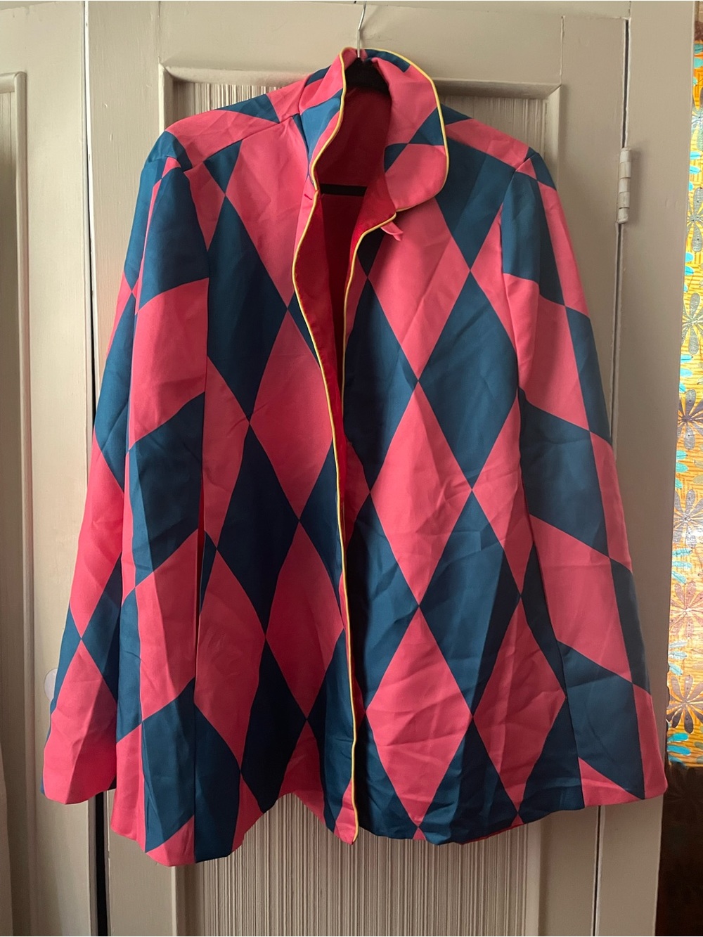 Bold Pink & Teal Costume Harlequin Cape Jacket